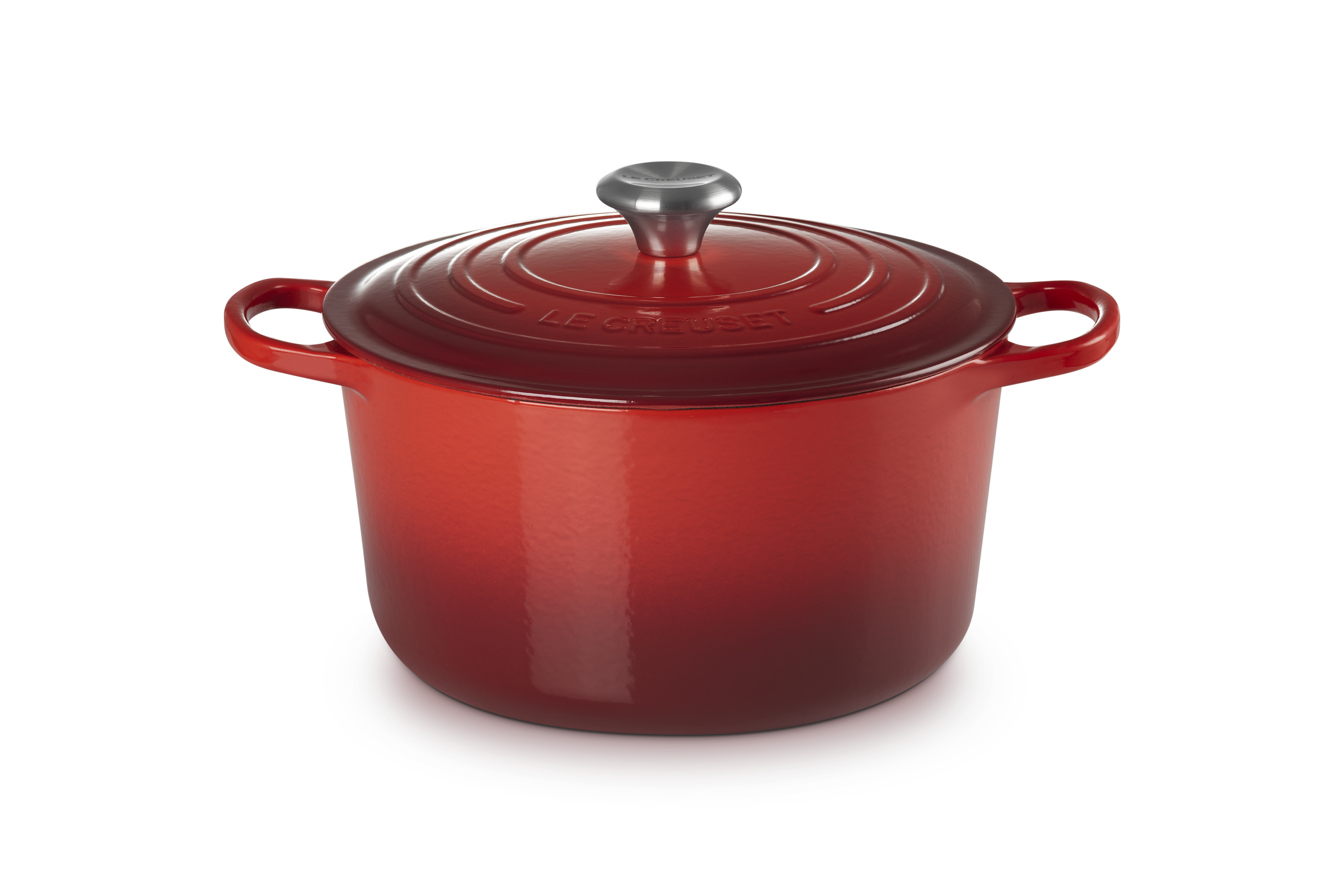 Le Creuset Gusseisen Topf 26 cm hoch kirschrot 1