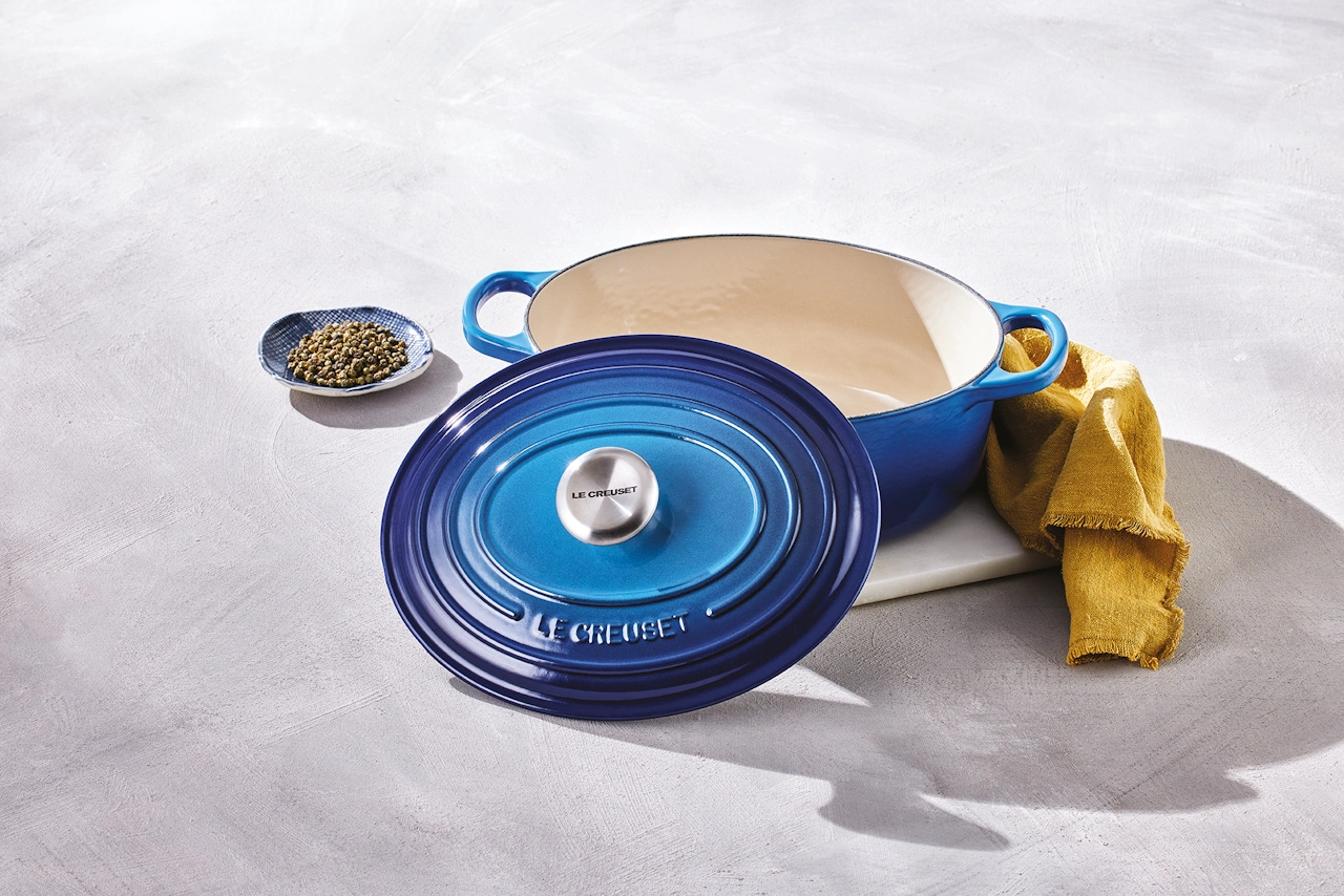 Le Creuset Gusseisen Bräter oval 29 cm azure / blau 8