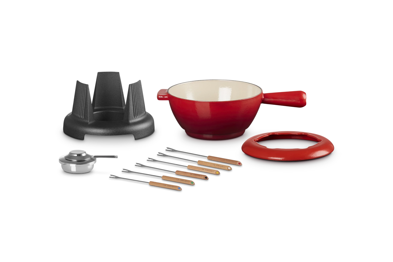 Le Creuset Gusseisen Käsefondue Set kirschrot 6