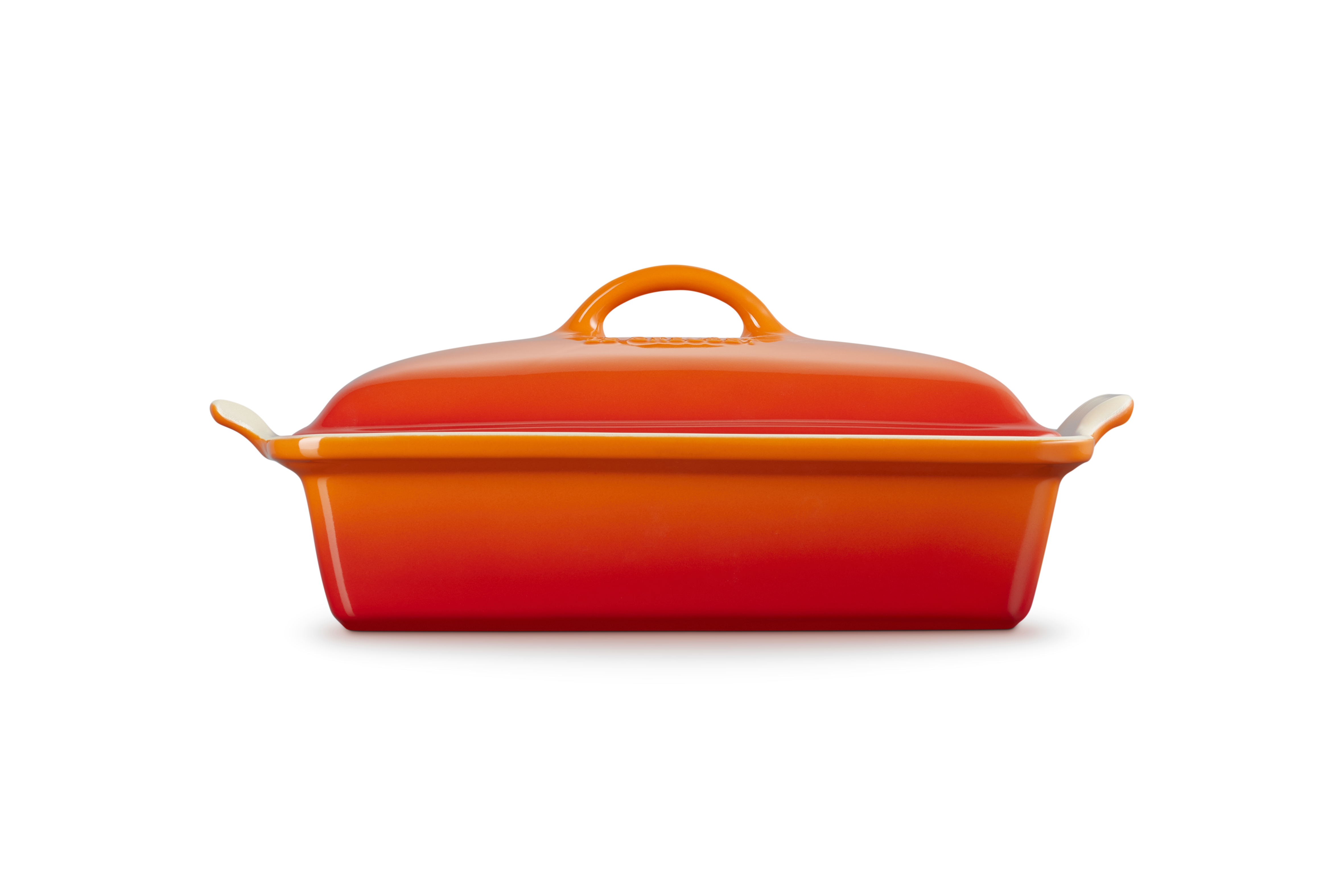 Le Creuset Keramik Auflaufform mit Deckel ofenrot / orange 4