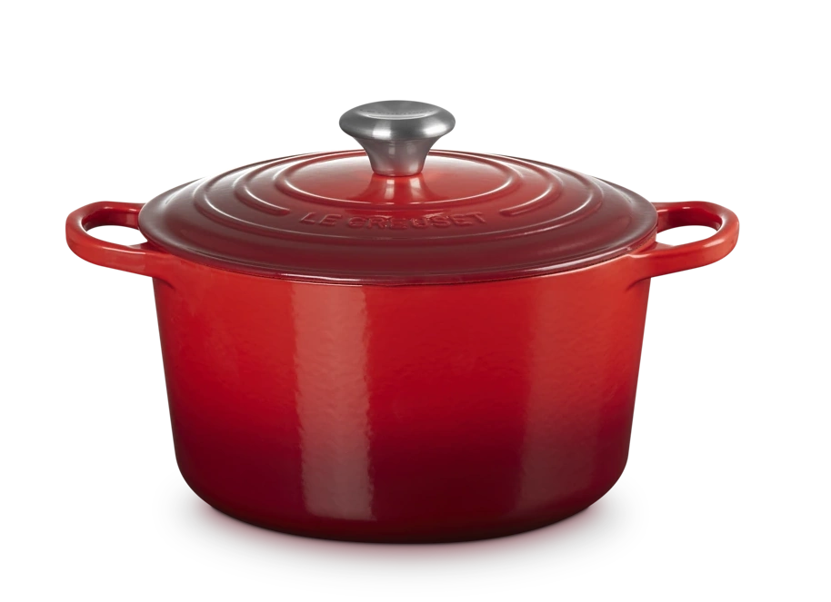 Le Creuset Gusseisen Topf 24 cm hoch kirschrot 2