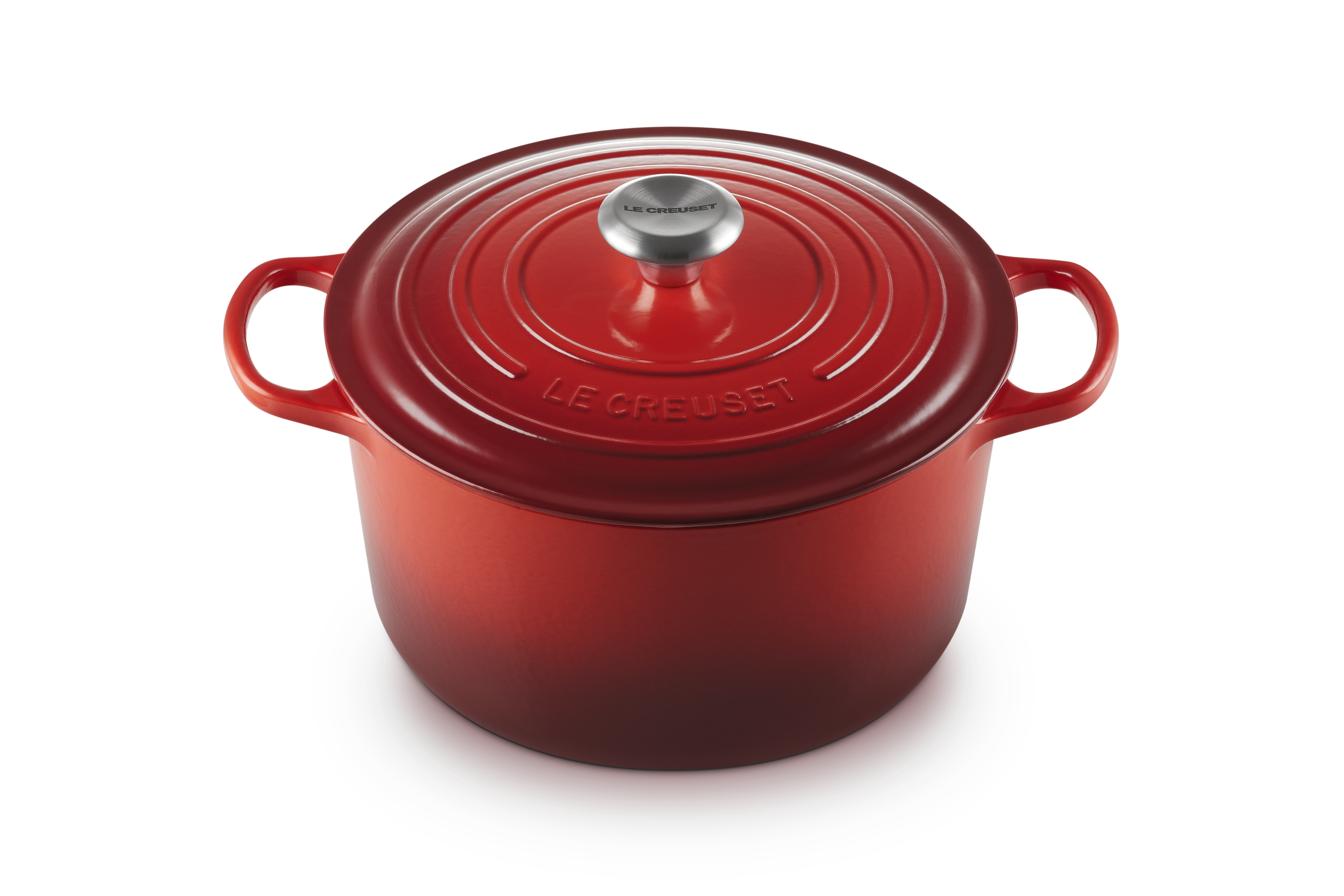 Le Creuset Gusseisen Topf 26 cm hoch kirschrot 2