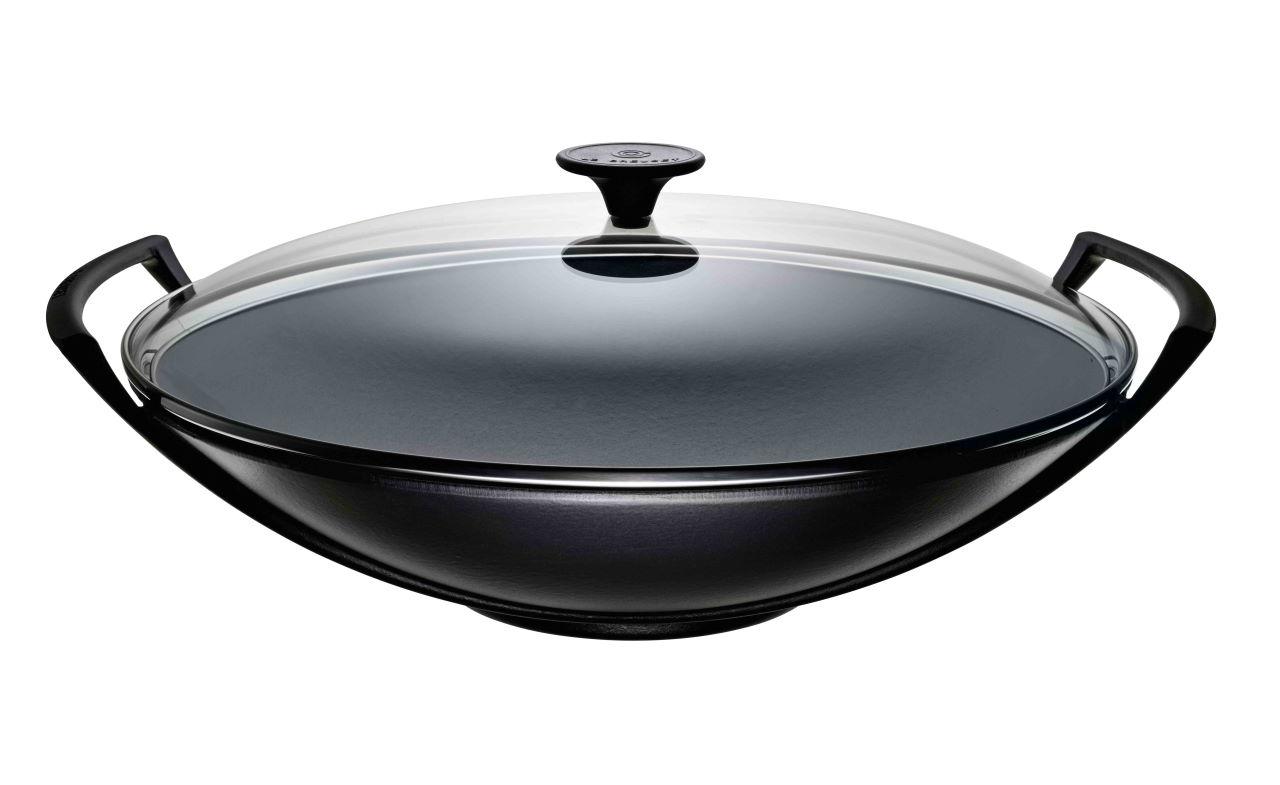 Le Creuset Gusseisen Wok 36 cm schwarz 2